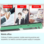 Marhynchus Portable Scanner Handheld Document Scanner with 300DPI 600DPI 900DPI Resolution Modes USB Connection for Business Home Office Use (Green)