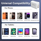 USB C Wall Fast Charger Block, 40W 4-Port Type C Chargers Fast Charging Blocks PD Power Charger Adapter+QC 3.0 USB Multiport Charger Brick for Phone 17/16/15/14/13/12 Pro Max, i-Pad, Galaxy S25-3Pack