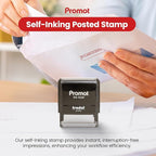 Promot Posted Self Inking Rubber Stamp - Refillable Stampers for Office - Business, Accounting, Bookkeeping, Coding, Legal, Notary, Work, Ordering, Inventory Stamps - Red Ink