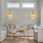 FDPBY Wall Sconces, Set of 2 Gold Crystal Vanity Lights, Modern Wall Lamp for Bathroom, Hallway, and Makeup, Easy Installation
