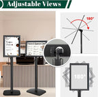 Mutualsign 3Pcs Heavy Duty Pedestal Sign Holder for Display, 8.5 x 11 inches Adjustable Floor Standing Sign Holder with Weighted Base ,Sign Stand for Indoor/Outdoor Advertising，Black