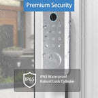 UMIK UMIKSMART Fingerprint Door Lock with Handle Set, Keyless Entry Smart Door Lock, Electronic Keypad Deadbolt Locks, App Control for Front Door, Home (Matte Silver in Zinc)