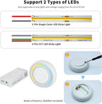 PAUTIX Single Color+CCT LED Controller Magnetic Panel Dimmer,2.4G RF Wireless Remote Control,288W High Output 2-in-1 LED Controller/Driver,for 2835/3528/5050/COB/CCT PWM LED Strip Lights,12V 24V