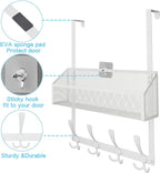Kaiferty Over The Door Hooks Organizer, Coat Rack Over The Door Storage Hanger Towel Rack, Back of Door Storage Organizer for Bathroom,Bedroom,Kitchen,Office (White, 2-Tier)