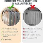 10 Pcs 40" Garment Bags for Hanging Clothes, Clear Suit Bags for Closet Storage Clothing Storage, Garment Bags Shoulder Covers with 4" Gussets for Coats, Jackets, Shirts and Sweater