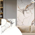 Dundee Deco Faux Marble Wall Panels - Sample - Glossy, Waterproof Indoor Wall Cladding - White, Black, Brown Veins - Sample 6" x 6"