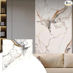 Dundee Deco Faux Marble Wall Panels - Sample - Glossy, Waterproof Indoor Wall Cladding - White, Black, Brown Veins - Sample 6" x 6"