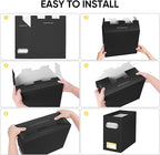 BALEINE File Organizer Box, Cardboard File Folder Organizer with Handle for Letter Size, Portable Collapsible Hanging Filing Box for Home Office Document Storage (2 Pack, Black)