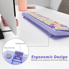 Wireless Typewriter Keyboard and Mouse - Wireless Keyboard with Silent Mouse, Cute Retro Keyboard Mouse Combo, 2.4G USB Computer Keyboard and Mouse for Windows Laptop/Desktop/PC(Purple)