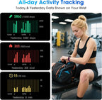 Pedometer Watch No APP/Phone Required, Waterproof Fitness Tracker Watch with Heart Rate Monitor, Large Screen with Pedometer, Sleep Tracking, Calories & Step Counter, Smart Watches for Women Men