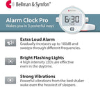 Bellman & Symfon Vibrating Alarm Clock Pro with Bed Shaker - Loud Alarm, Flashing LED Night Lights for Heavy Sleepers, Hard of Hearing and Deaf People - Alarm Clocks for Bedrooms with Backup Batteries