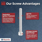 Kozelo 20pcs Socket Head Cap Screws - [M5-0.8 x 45mm] 304 Stainless Steel Allen Socket Drive for Electrical Motor 3D Printing Fan Engine Replacement Use, Silver