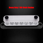 7 x M6 (1/4") Studs Power Distribution Block Bus Bar 12V, Ampper 5.9" HD 150A Marine BusBar Battery Distribution Block W/Cover for Car Boat Solar (Black)
