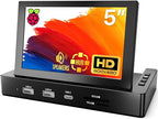 ROADOM 5'' Mini Monitor with Raspberry Pi Mount Holes & USB HUB, Type-C One-Cable Connection&Speakers, All-in-One Storage Dock, Pocket IPS Screen for PC monitoring/Gaming/AIDA64/Streaming Partner