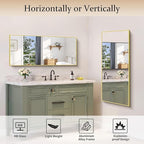 Gold Bathroom Mirror for Wall, 20x48 Inch Rectangle Mirror with Metal Frame, Modern Vanity Mirrors for Bathroom Living Room, Entryway Hangs Horizontal or Vertical