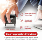 Promot Entered Self Inking Rubber Stamp - Refillable Stampers for Office - Business, Accounting, Bookkeeping, Coding, Legal, Notary, Work, Ordering, Inventory Stamps - Red Ink