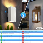 wowlite Modern Porch Lights Outdoor Wall Sconce, White Dust to Dawn Outdoor Lights, 13" Waterproof Square Exterior Lighting Fixtures, Aluminum Up and Down Light for House Garage Front Door, ETL Listed