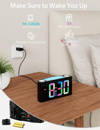 Mesqool Digital Alarm Clock for Bedrooms - Plug-in LED Clock with Dynamic RGB Digits, Dimmable Display & Night Light, 7 Color Options, Adjustable Alarm Volume, DST, 12/24 Hour - Ideal for Kids