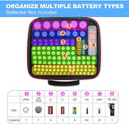 Spacimgy Battery Organizer Storage Case with Tester BT168, Hard Battery Daddy Storage Organizer Box Holds 148 Batteries AA AAA C D 9V Button Cell, Batteries Holder, Waterproof Batteriess Vault Box