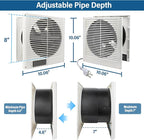 Feeligivin 20W 8” Room to Room Fan 10-Speed RC Two-Way Reversible Airflow Through Wall with Temperature and Timer Setting In-Wall Vent Fan