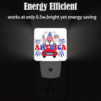 FSHVQKD Happy Independence Day Night Light,Plug Into Wall with Dusk to Dawn Light Sensors, Warm Nightlights for Bedroom, Bathroom, Hallway, Kitchen, Gifts Ideal for Boys Girls Women Men