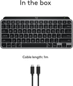 Logitech MX Keys Mini for Mac Minimalist Wireless Keyboard, Compact, Bluetooth, Backlit Keys, USB-C, Tactile Typing, Compatible with MacBook Pro & Air,iMac,iPad - Space Grey
