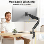 DreamAxis Heavy Duty Single Monitor Arm for 13-42" Ultrawide Screen, Adjustable Monitor Mount with Tilt Rotation Swivel, Gas Spring Desk Mount Bracket with Clamp/Grommet, Holds 33lbs, Max VESA 100x100