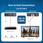 OREI 4K HDMI Extender Over IP CAT6 - 4K@60Hz One to Many Upto 400 Feet, Loop Out - Send to Multiple Location Over 1G Switch (EX-500-K)