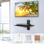 suptek Single Floating Shelf Wall Bracket with Strengthened Tempered Glass for DVD Players/Cable Boxes/Games Consoles/TV Accessories 1 Shelf, Black, CS201