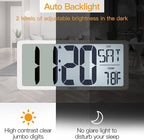 XREXS Large Digital Wall Clock with Backlight, 16.9 Inch Jumbo LCD Screen with Time/Calendar/Temperature Display, Alarm Clocks for Bedroom Home Decor, Count Up & Down Timer (Batteries Included)
