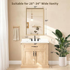 Oak Wood Effect Framed Wall Mirror, 20x30 Rectangle Mirror, Anti-desilvering Tempered Glass, Sustainable& Sturdy Frame, Anti-Rust, HD Reflection &3min Fast Setup for Bathroom Living Room