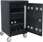 Aokleo Laptop Charging Cart,32 Devices Tablet Storage Carts for Pad Up to 16.3" Screen Size, Classroom Computer Mobile Charging Station for Pads,Chromebooks,Laptops,Security Storage (30+2 Bay-Black)