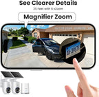 SOLIOM- 5MP Security Cameras Wireless Outdoor, No Subscription,2-Cam Pack, Solar Powered Home Security Camera with 360° Auto Tracking, Pan & Tilt, 3K Color Night Vision,5G & 2.4G Router Compatible
