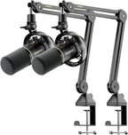 MAONO PD200W Hybrid Wireless Podcast Equipment Bundle for 2, XLR USB Dynamic Microphone Kit with 2 Boom Arm, Software, Noise Cancellation, for Co-hosted Podcast, Vocal Recording, Content Creation