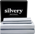 Silvery Silver Infused Bed Sheets Set - Award-Winning Self-Cooling Fabric with Self-Cleaning Silvery Technology™ That Stays Fresh 3X Longer for Hygienic Sleep (Gray, California King)