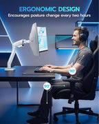 ARES WING Heavy Duty Single Monitor Arm - Fully Adjustable Monitor Mount for 17"-40" Ultrawide Screens Up to 26.4 lbs with Clamp/Grommet Desk Mount and USB A/C, 75/100 Vesa Mount, White