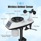 Raddy VP7 Wi-Fi Weather Station, 15-in-1 Wireless Weather Station Indoor Outdoor with Rain Gauge, Wind Speed, Temperature Humidity Monitor, Weather Forecast and Barometer, 7.4'' Digital Color Display