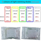 Nodehawk Electronic Component Kit -Total 1800 Pcs, LED Diodes, Resistors, Capacitors, Ceramic Capacitors, Transistors, Diodes - for DIY Projects, Electronics Hobbyists