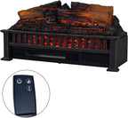 Country Living Electric Fireplace Logs, 27” LED Electric Fireplace Inserts with Infrared Heater, Electric Heater Heats up to 1000 Sq. Ft., Remote Controlled Infrared Heaters for Indoor Use, Black