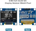 Hosyond 5 Pcs 0.96 Inch OLED I2C IIC Display Module 12864 128x64 Pixel SSD1306 Mini Self-Luminous OLED Screen Board Compatible with Arduino Raspberry Pi (White)