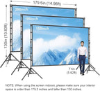 Outdoor Projector Screen with Stand, TOWOND 200 Inch Portable Projection Screen - Dual-Sided 16:9 4K HD Movie Screen, Wrinkle-Free Design & Carry Bag for Backyard Cinema