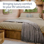 RV Short Queen Sheet Set 60 X 75 - 4 Piece RV Short Queen Bed Sheets - Soft, Breathable & Cooling - Designed for Bunks, Trailers & Campers - Fits 8” to 12" Mattress - Luxury Bedding - Heathered Beige