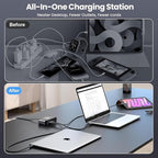 600W USB C Charger 100W USB C Charger Block, GaN III 8-Port Fast Charging Station Hub,PD 3.1 140W Laptop Charger Adapter Compatible with MacBook Pro/Air,DELL,Steam Deck,iPhone 16/15/14,Galaxy S25