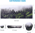 iCasso Desk Mat, Gaming Mouse Pad Wrist Support Set,4in1 XXL Large Mousepad + Keyboard Wrist Rest+Mouse Wrist Rest+Coaster Set with Ergonomic Design for Home Office Table Computer-Forest