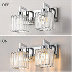 FDPBY Modern Bathroom Vanity Light 2-Lights Chrome Crystal Wall Lamp Bathroom Modern Crystal Vanity Lighting