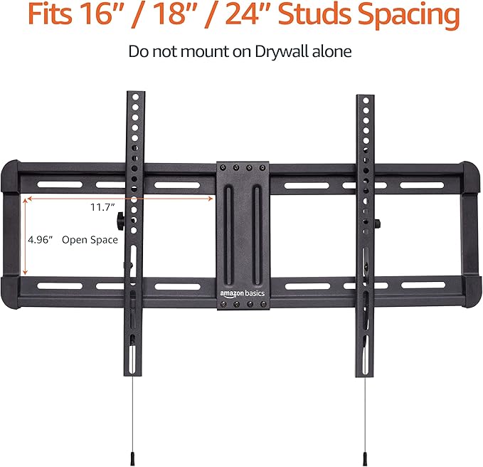 Amazon Basics Tilt TV Wall Mount with Horizontal Post Installation Leveling for 32 to 86 inch TVs, Black
