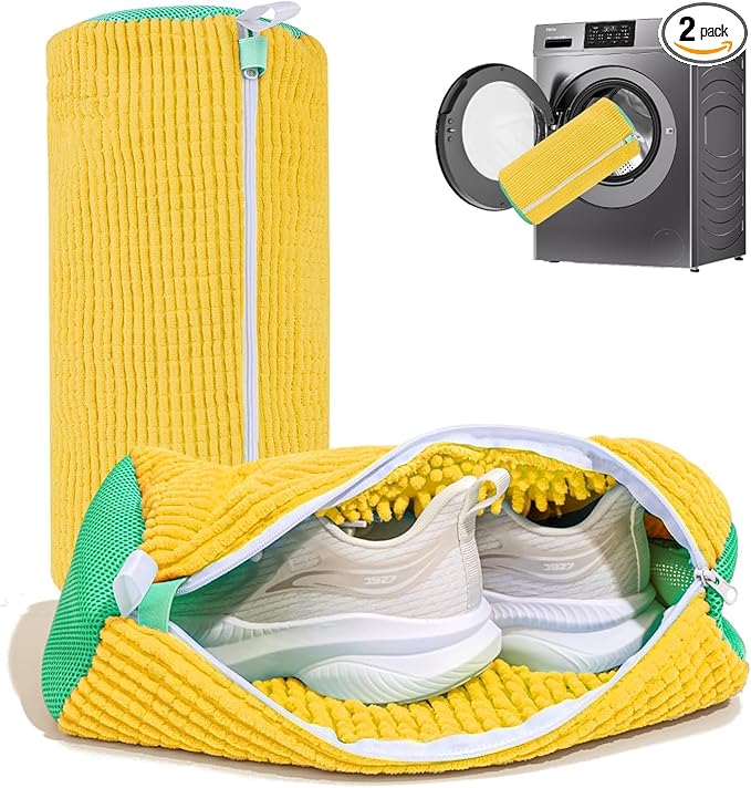 XXL Shoe Washing Machine Bag: Laundry Bag for Washing Machine - 2pc Reusable Cleaning Laundry bag for Sneaker, Tennis Shoe, Cleaner Kit, 360° Deep Clean with Shape keeper (2 PCS)