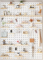 Wooden Wall Organizer Kit, Versatile Display Panel for Bedroom, Office, Bathroom, Wall-Mounted Storage Solutions (Natural Finish, 60x80CM)