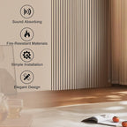 QDYMXUN Wood Slat Acoustic Wall Panels, 4-Pack 94.5'' x 7.9'' 3D Fluted Sound Absorbing Paneling for Interior Accent Wall Decor, Living Room (Natural Oak)