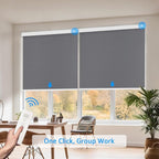 COOLWINDS Motorized Blinds with Remote Cordless Automatic Motorized Shades Custom Blinds for Windows Smart Curtains Compatible with Alexa Google Home(Blackout Thunder Grey,W53 x H72in)